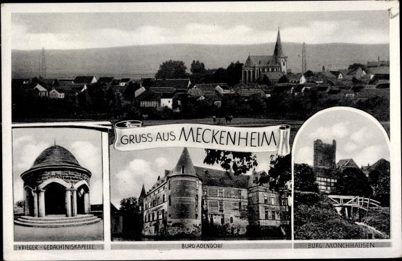 Ak Meckenheim im Rheinland, Burg Münchhausen, Burg Adendorf, Krieger Gedächtniskapelle