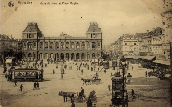 Postcard Brussels Brussels, Gare du Nord, Place Rogier