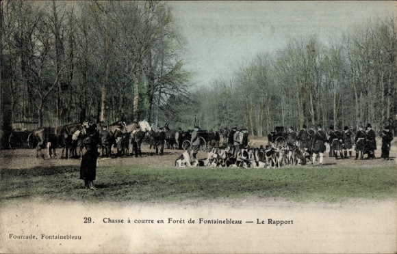 PC Fontainebleau Seine et Marne, Forêt, hunting scene