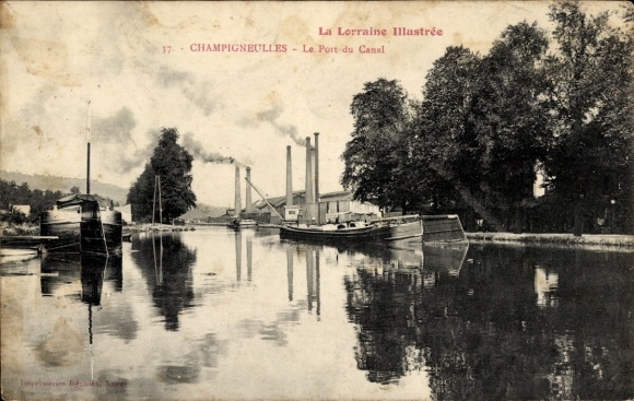 Ak Champigneulles Meurthe et Moselle, Port du Canal, Flusspartie