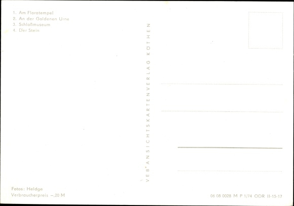 Postcard Oranienbaum Wörlitz in Anhalt, Wörlitzer Park, Floratempel, Golden Urn, Castle Museum, stone