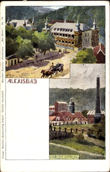 Ak Alexisbad Harzgerode am Harz, Aussicht auf  Gebäude, Landschaft, Magde Sprung
