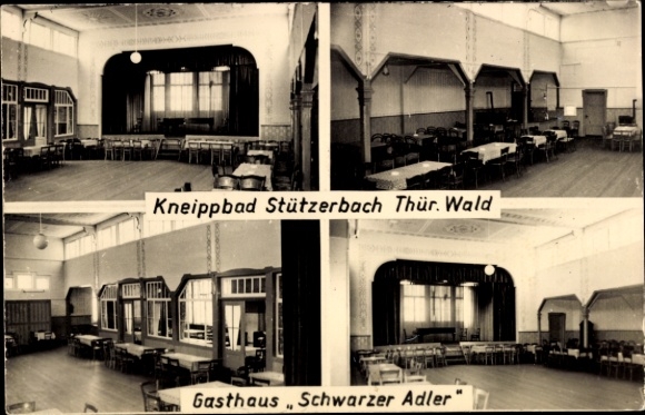 Postcard Stützerbach Ilmenau Thuringian Forest, Kneipp bath Thuringian Forest, Gasthaus Schwarzer Adler, interior view