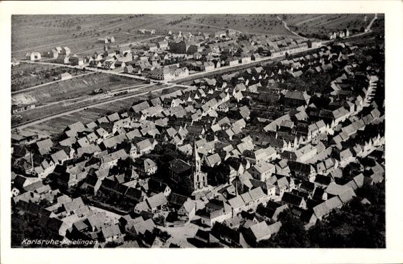 Postcard Knielingen Karlsruhe in Baden Württemberg, view of the town, aerial photograph