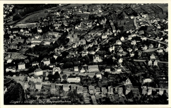 Postcard Siegen in Westphalia, aerial photograph