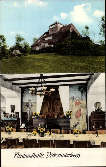 Postcard Dieksanderkoog Friedrichskoog, Neulandhalle