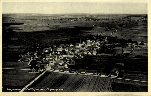 Postcard Megesheim near Oettingen Swabia, aerial photograph