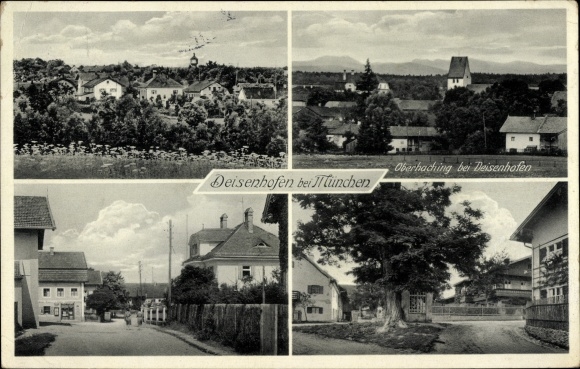 Postcard Deisenhofen Oberhaching Upper Bavaria, panorama, street section