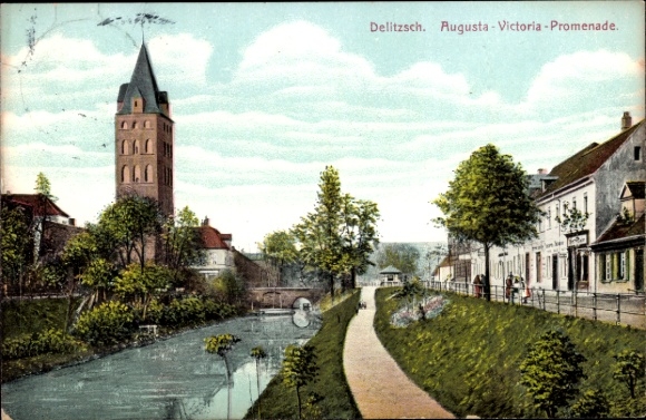 Ak Delitzsch in Sachsen, Augusta Victoria Promenade, Turm
