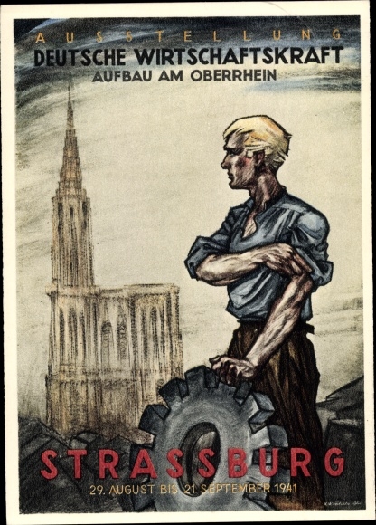 Artist PC Strasbourg Alsace, exhibition German economic power, development on the Upper Rhine, 1941