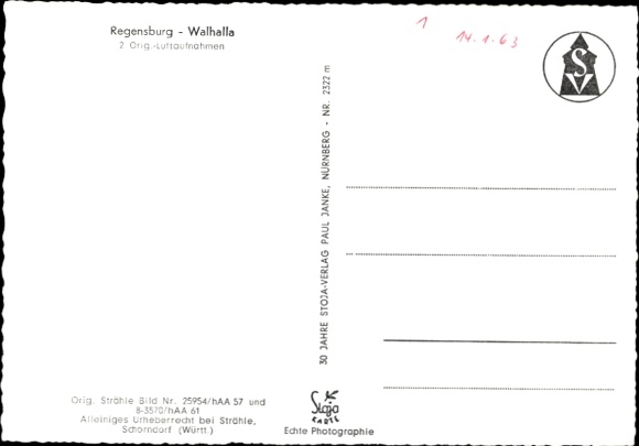 Postcard Regensburg on the Danube Upper Palatinate, Four views of Walhalla, bridges, churches