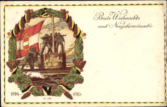 Ak Österreichisches U-Boot, Marinesoldaten, KuK Kriegsmarine, Glückwunsch Weihnachten, Neujahr