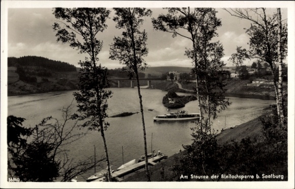 Postcard Saalburg in Thuringia, at the Bleilochsperre reservoir