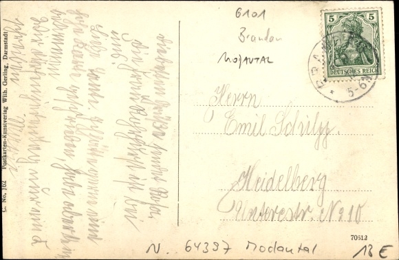 Postcard Neunkirchen Modautal Odenwald Hesse, Kaiserturm, Neunkircherhöhe, economy to the Linde