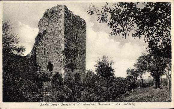 Ak Bardenberg Würselen in Noordrijn-Westfalen, kasteelruïne Wilhelmstein, restaurant Jos. Lausberg