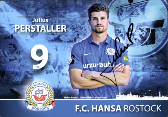 Autograph card footballer Julius Perstaller, FC Hansa Rostock, autograph