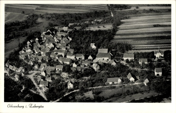Postcard Ochsenburg Zaberfeld in Baden Württemberg, aerial photograph