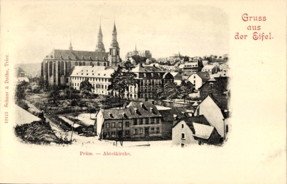 Postcard Prüm in the Eifel, Abbey Church