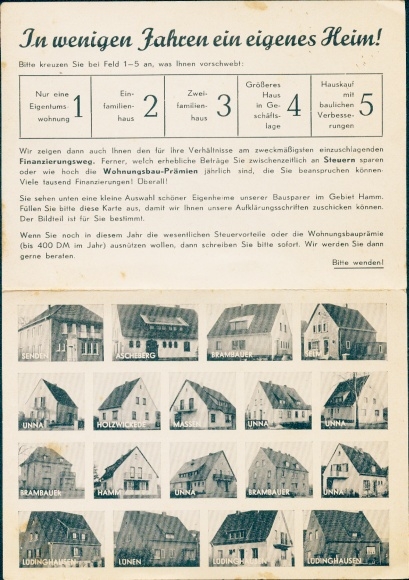 Postcard Hamm in Westphalia, building society, advisory service, own home in a few years