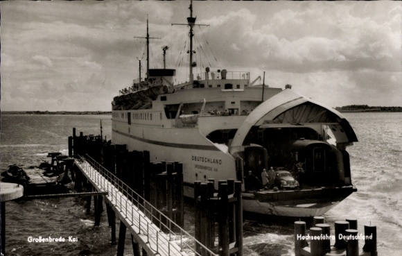 Postcard Großenbrode in Ostholstein, quay, ferry Germany