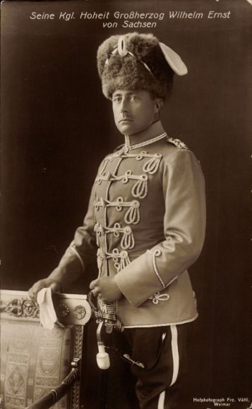 Postcard Grand Duke Wilhelm Ernst of Saxony Weimar Eisenach, portrait, hussar uniform