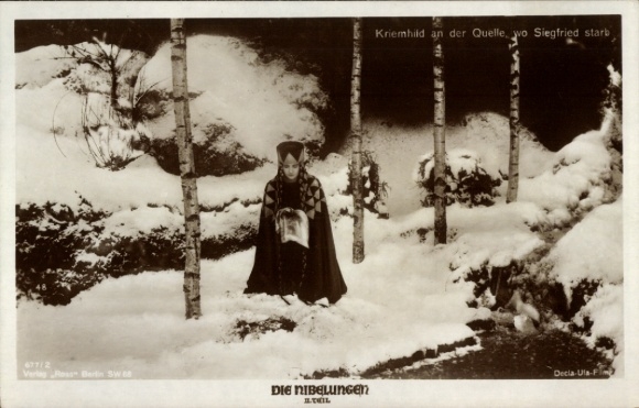 Postcard The Nibelungs, film scene, Kriemhild at the spring where Siegfried died, Ross 677/2