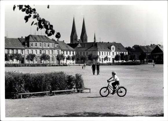 Photo Neuruppin in Brandenburg, Ernst Thälmann Platz, monastery church, 1973