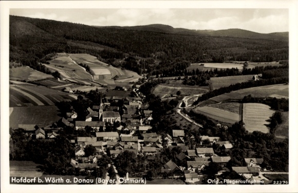 Ak Hofdorf Wörth an der Donau Oberpfalz Bayern, Fliegeraufnahme