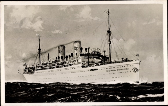 Postcard KdF steamer Sierra Cordoba