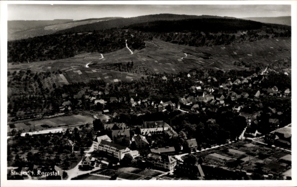 Postcard Stetten Kernen im Remstal Württemberg, aerial photograph