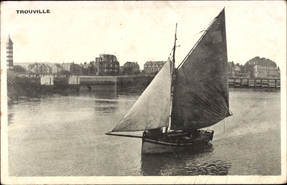 Ak Trouville Calvados, Segelboot, Teilansicht