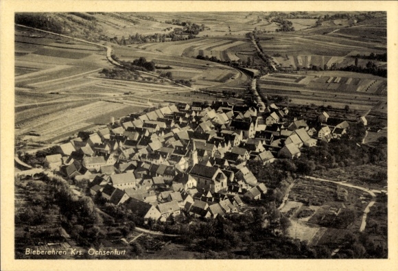 Postcard Bieberehren in Lower Franconia, aerial photograph
