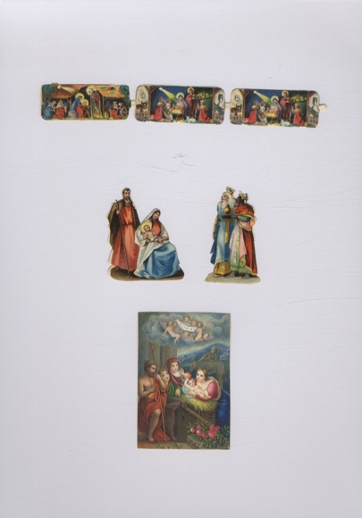 3 opłatki, 1 blok 3 motywów chrześcijańskich, ok. 8 x 5,5 cm, 5,5 x 5 cm, 15,5 x 2,5 cm
