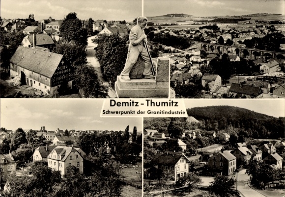 Ak Demitz Thumitz in Sachsen, Teilansichten, Granitindustrie