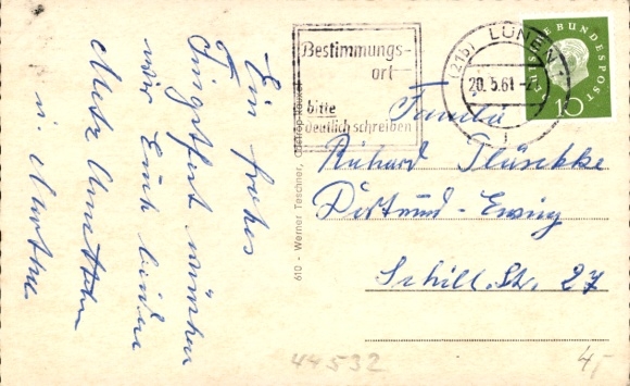 Postcard Lünen in Westphalia, public baths, Astoria Lichtspiele