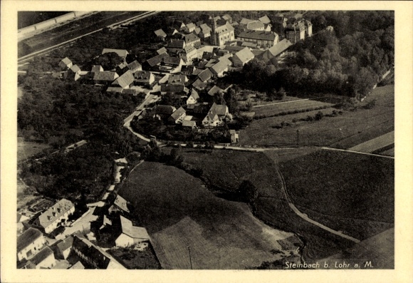 Postcard Steinbach Lohr am Main Lower Franconia, aerial photograph