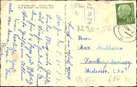 Ak Frechen, Rathaus, Verkehrspavillon, Marienschule
