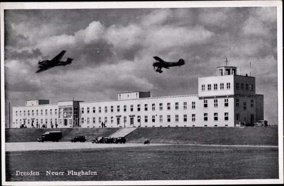 PC Dresden Klotzsche, New Airport, trucks, planes in the air