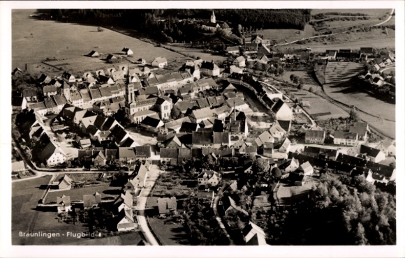 Postcard Bräunlingen in the Black Forest Baden, aerial photograph