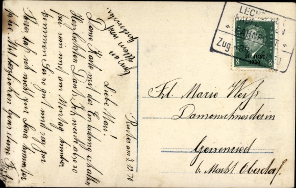 Postcard railway postmark Lech..? Train 38