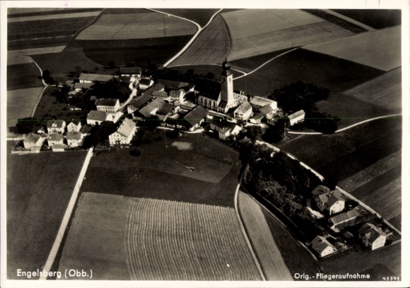 Postcard Engelsberg in Upper Bavaria, aerial photograph