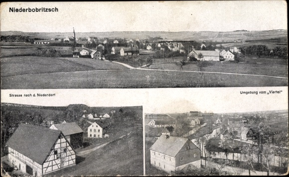 Ak Niederbobritzsch Bobritzsch Hilbersdorf im Erzgebirge, Gesamtansicht, Straße nach dem Niederdorf