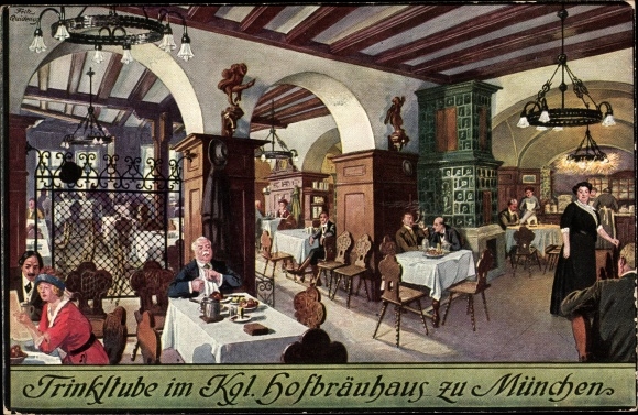 Künstler Ak Quidenus, Fritz, München Bayern, Trinkstube im Königlichen Hofbräuhaus