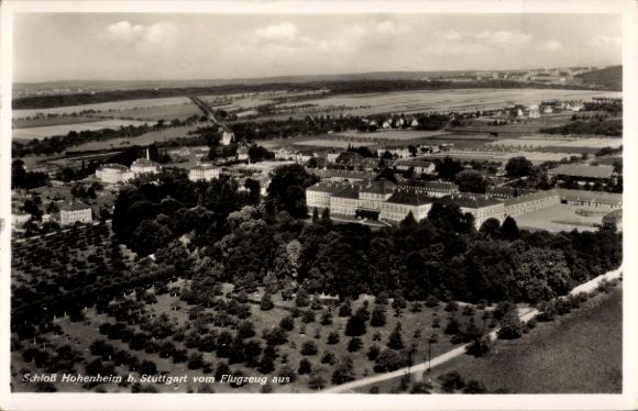 Postcard Hohenheim Stuttgart in Württemberg, aerial photograph, castle