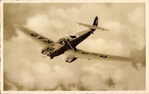 Postcard Focke Wulf FW 58 Weihe, German Wehrmacht, Luftwaffe, fighter aircraft, D-OKAO, II. WW