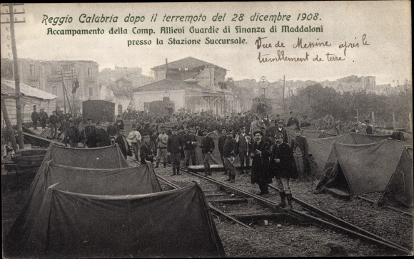 Ak Reggio Calabria, terremoto 1908, Accampamiento Comp. Allievi Guardie di Finanza di Maddaloni