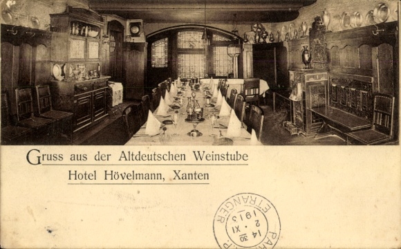 Ak Xanten am Niederrhein, Altdeutsche Weinstube, Hotel Hövelmann, stilvolle Inneneinrichtung, ged