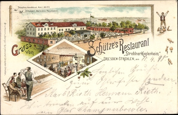 Chromo-Litho Dresden Strehlen, Schützes Restaurant, Strehlner Keglerheim