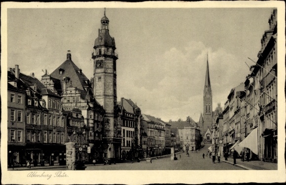 Postcard Altenburg in Thuringia, street scene, church