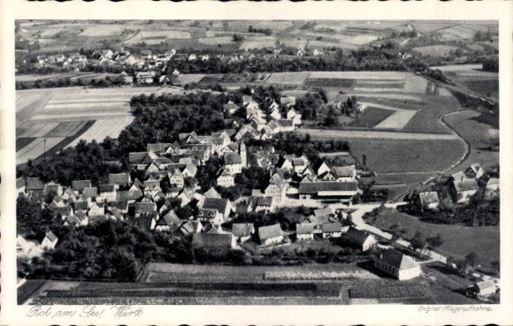 Postcard Rot am See Württemberg, aerial photograph